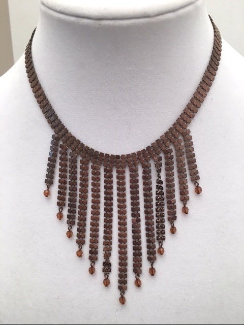 Red and Gold Copper Bib Necklace main image 0