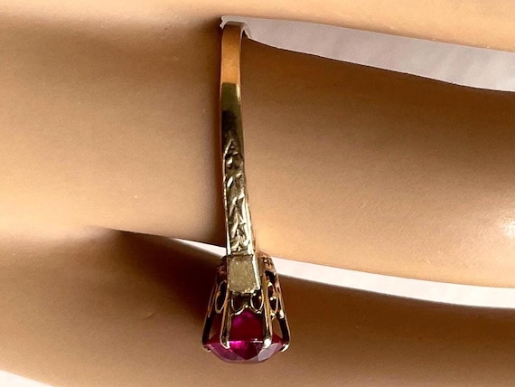 RUBY 14K Gold Solitaire Ring - Round Ruby - Ladie… - image 8