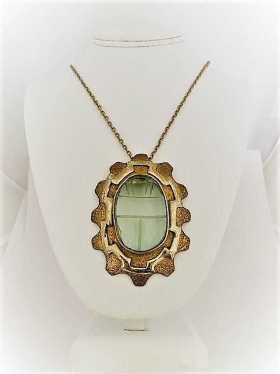 IXEL Mexico Crystal Scarab Pendant or Pin - Vintag