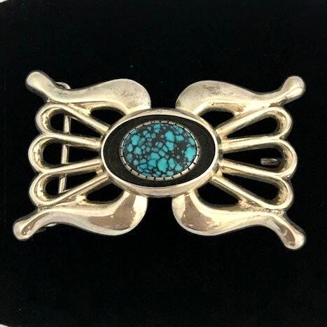 Harvey Begay buckle インディアンジュエリー HARVEY BEGAY HB 925 Sterling Silver Morenci Turquoise Belt Buckle