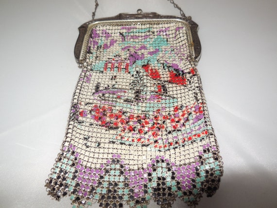 WHITING & DAVIS Enamel Mesh Evening Purse Handbag… - image 1