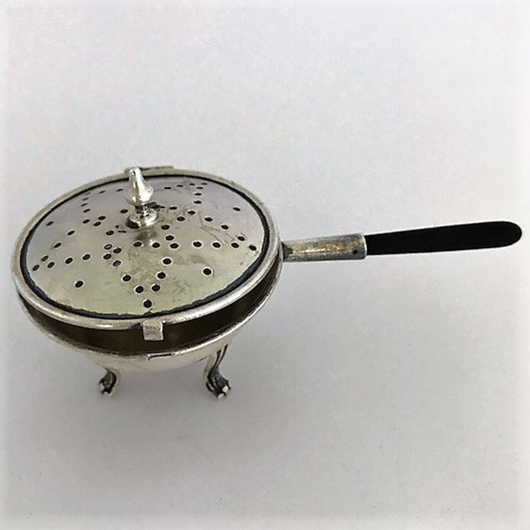 Sterling TEA STRAINER HOLDER Footed Wood Handle Antique Etsy