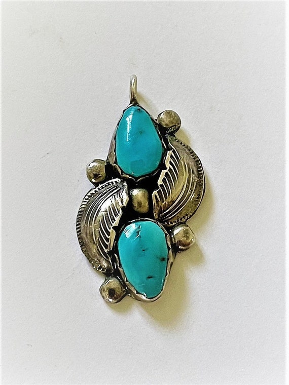 SIMPLICIO ZUNI TURQUOISE Sterling Squash Blossom P