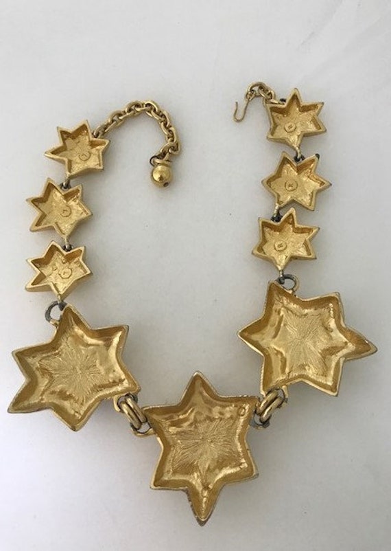 STARS CHOKER Necklace - RED Large Stars - Goldton… - image 3