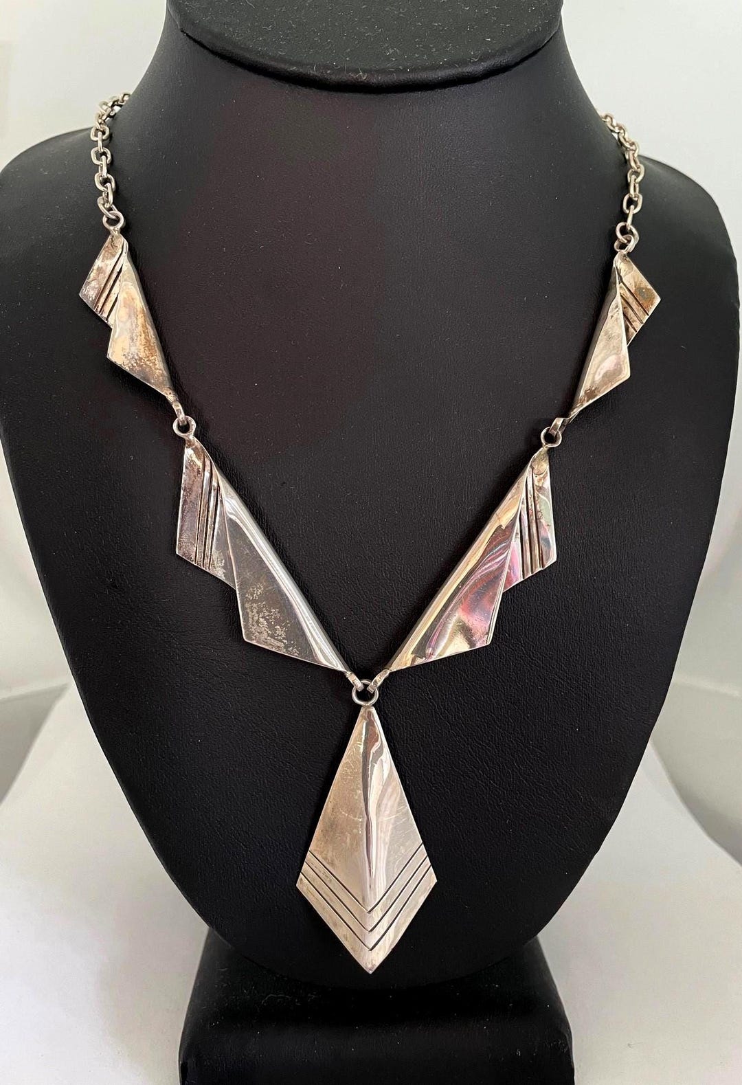 IPZ Sterling Navajo Pendant Necklace - 925 Reticulated Carved