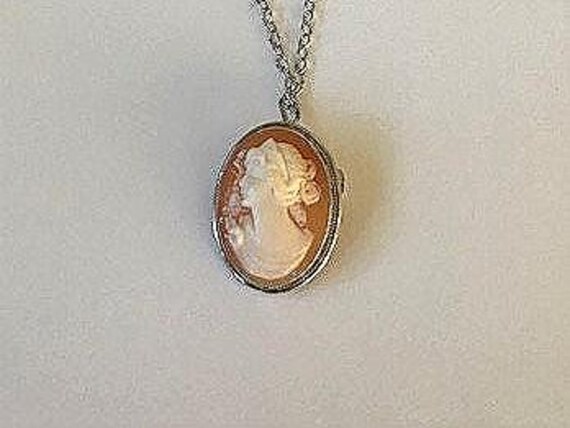 CAMEO PENDANT 800 Silver Pin Brooch Left Facing Classical Lady Cameo  800 Star 477 NA