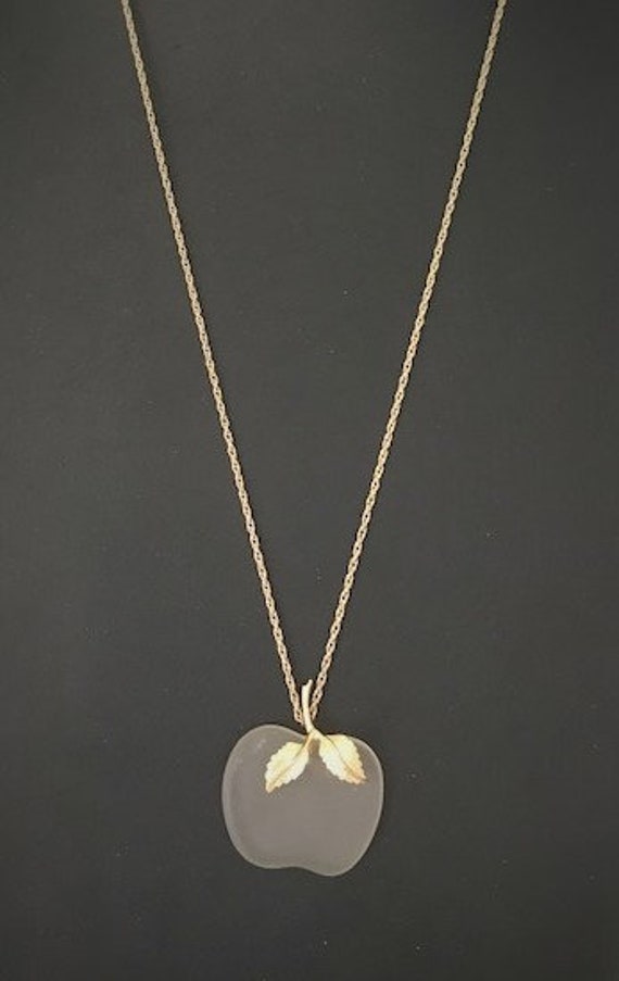 AVON APPLE Frosted Glass Goldtone Necklace - AVON… - image 10