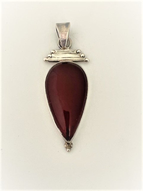 CARNELIAN 925 Sterling Pendant - TEARDROP or Pear… - image 3