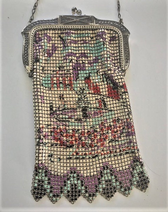 WHITING & DAVIS Enamel Mesh Evening Purse Handbag… - image 8