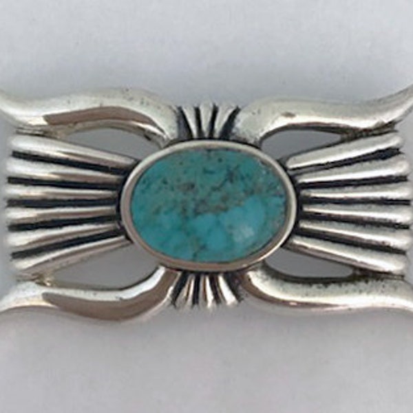 HARVEY BEGAY HB Sterling 925 Turquoise Pin or Brooch - Rare - Navajo - Vintage