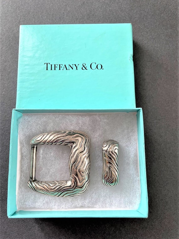 TIFFANY & CO 1996 925 Sterling Belt Buckle and Kee