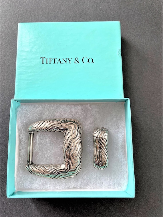 TIFFANY & CO 1996 925 Sterling Belt Buckle and Kee