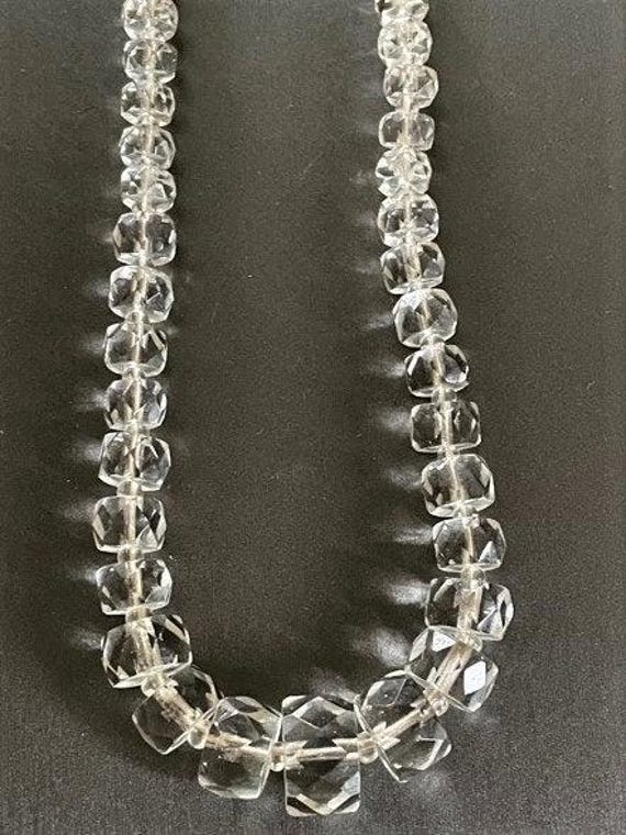 Crystal Graduated Faceted CUBE Necklace - Art Dec… - image 8