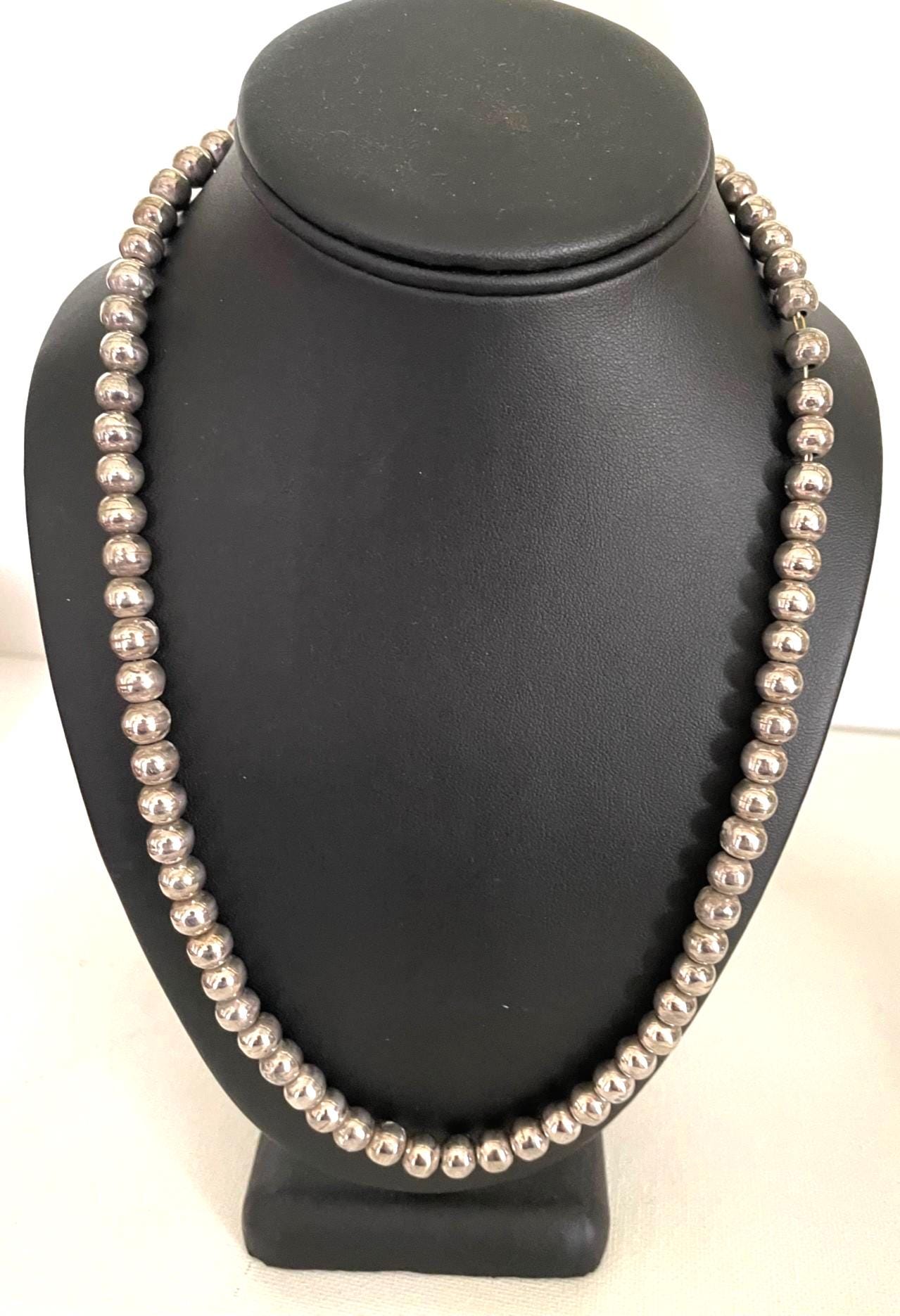 Sterling Silver 925 8mm BEADED Necklace TD-34 Mexico - Dulce