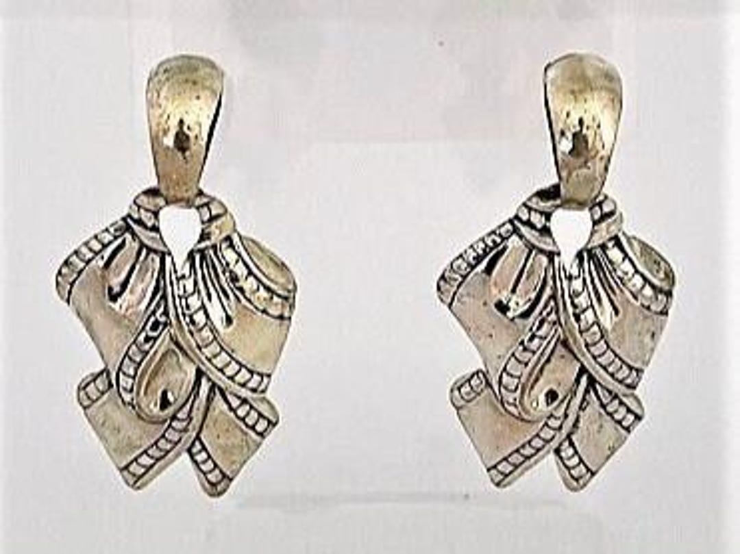 BEAU B STERLING Silver 925 Ribbon Motif Pierced Earrings - Dangling ...