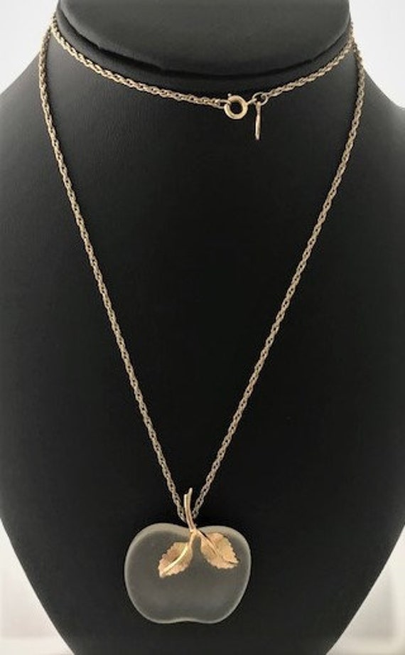 AVON APPLE Frosted Glass Goldtone Necklace - AVON… - image 6