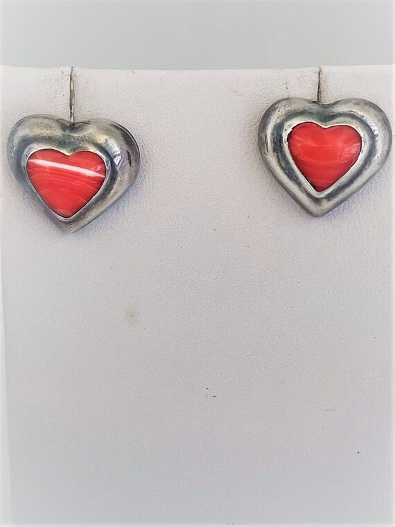 RHODOCHROSITE HEART 925 ATI Mexico Pierced Earrin… - image 6