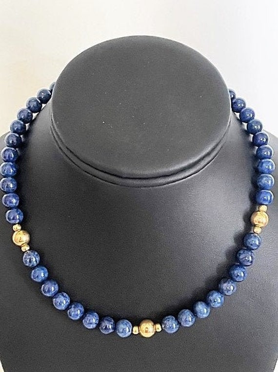 SODALITE Beads and  14K GOLD Beads Choker Necklace