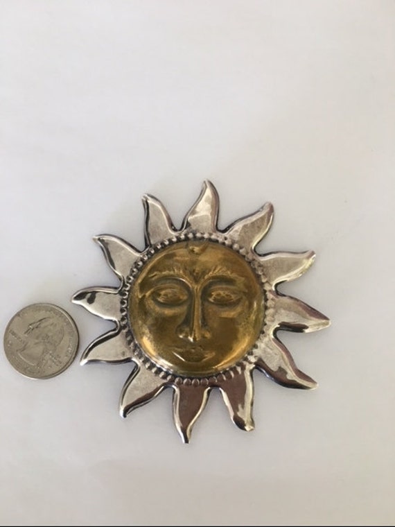 Sun or Sunface Pin or Brooch - Large - Vintage - … - image 4