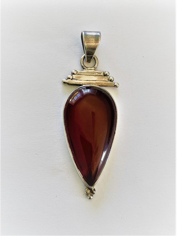 CARNELIAN 925 Sterling Pendant - TEARDROP or Pear… - image 5