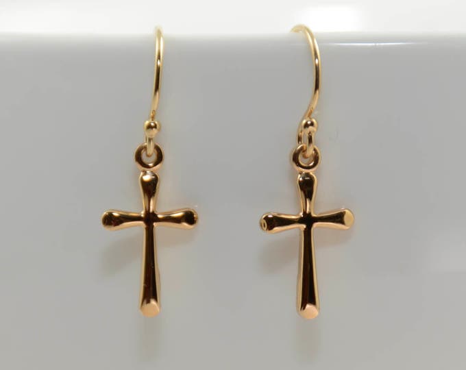 Cross earrings, Small gold filled cross earrings