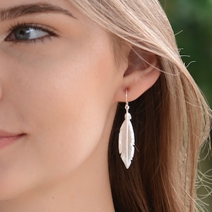 Sterling Silver Feather Earrings: Delicate Dangle Charm
