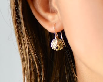 Small sand dollar earrings. Silver sand dollar earrings. Gold sand dollar earrings