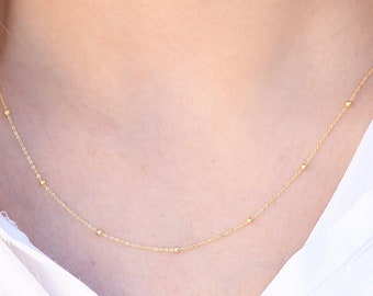 14K Gold Satellite Necklace, 14k Gold Satellite Choker