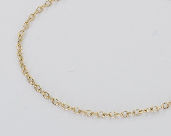 14K Gold Cable Chain Anklet | Adjustable Solid Yellow Gold | Elegant Anklet for Women | 1.7mm Cable Chain | Lightweight & Durable
