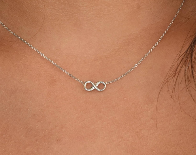 14K White Gold Infinity Necklace – Dainty Petite Infinity Charm Necklace
