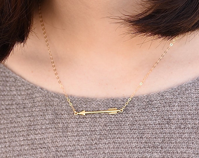 Arrow necklace. Rose gold arrow necklace. Gold arrow necklace.