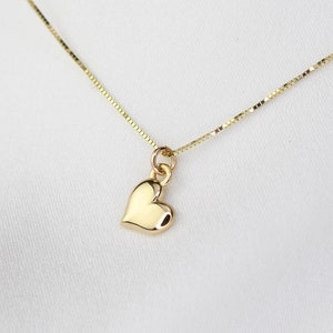 14K Solid Gold Tiny Heart Necklace - Christmas gift. Gift for her