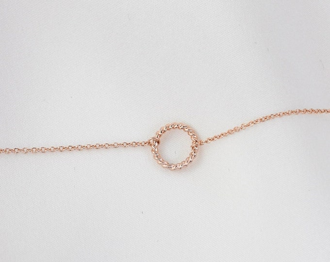 14K Rose Gold Circle Bracelet. 14k rose gold dainty circle bracelet