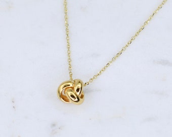 14K Gold Dainty Love Knot Necklace - 14k Yellow Gold Love Knot Necklace, 14K White Gold Love Knot Necklace, 14K Rose Gold Love Knot Necklace