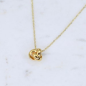14K Gold Dainty Love Knot Necklace - 14k Yellow Gold Love Knot Necklace, 14K White Gold Love Knot Necklace, 14K Rose Gold Love Knot Necklace