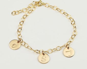Personalized Initial Bracelet for Mother and Grandmother, Personalized Charm Bracelet