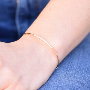 14K Solid Gold Bar Bracelet - 14K Gold Dainty Bar Bracelet - 14K Solid Gold Narrow Bar Bracelet