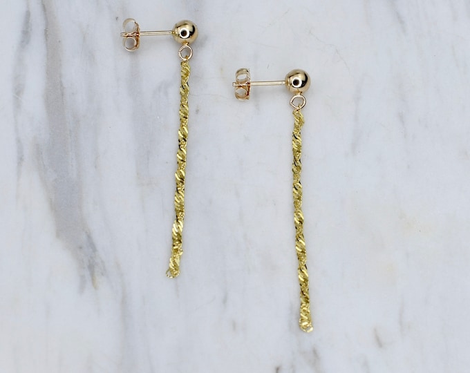 14k Gold Chain Earrings - Versatile Chain Earrings. 14K gold earrings.