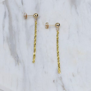 14k Gold Chain Earrings - Versatile Chain Earrings. 14K gold earrings.