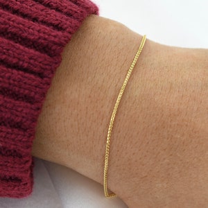 14K Gold Wheat Chain Bracelet - 14K Gold Sparkly Chain Bracelet