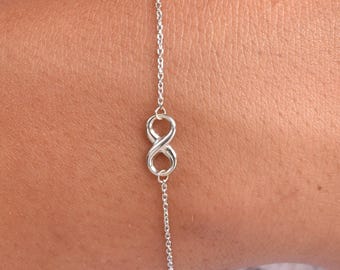 14K White Gold Infinity Bracelet – Dainty Diamond Cut Cable Chain