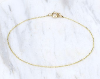 14K Gold Dainty Chain Bracelet - Ultra Delicate 14K Solid Gold Bracelet - Thin chain bracelet