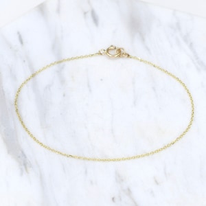 14K Gold Dainty Chain Bracelet - Ultra Delicate 14K Solid Gold Bracelet - Thin chain bracelet