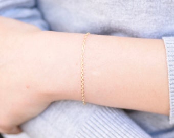 14K gold bracelet - 14K Solid gold chain bracelet - Minimalist bracelet