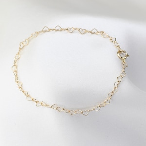 14k Gold Heart Chain Bracelet - 14K gold chain bracelet