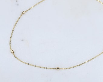 14K Gold Dainty Chain Anklet - 14K Gold 1.5mm bead Anklet