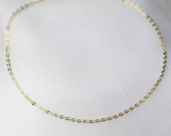 14k Gold Flat Cable Chain Bracelet: Minimalist Dainty Jewelry