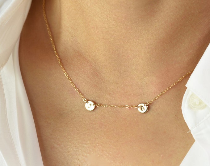 14K Gold Personalized Necklace.  14k Gold Initial Necklace.