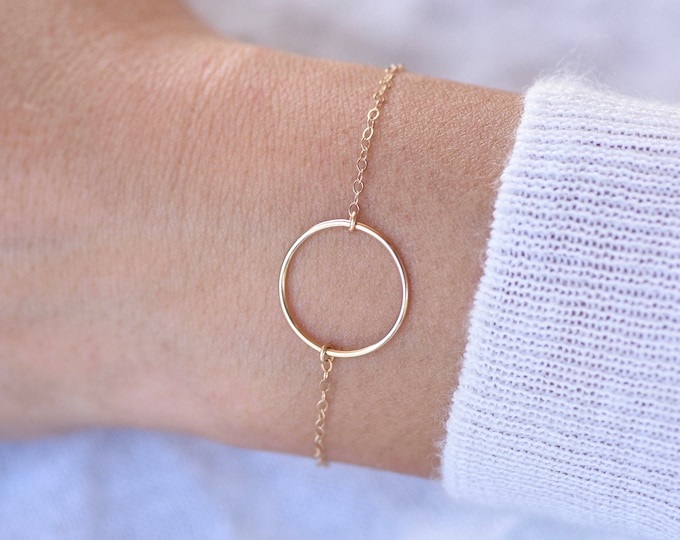 14K Karma bracelet - Solid Gold Circle Bracelet