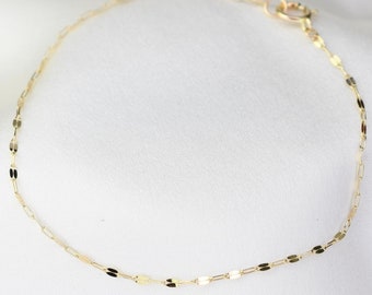 14K Gold Dapped Link and Drawn Cable Chain Bracelet - Sparkle Bracelet